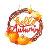 Maple Leaf Pumpkin Ornament Autumn Harvest Wooden Wreath Pendant, Front Door Hanging Ornaments with Hemp Rope, Natural Wood Seasonal Sign Pumpkins