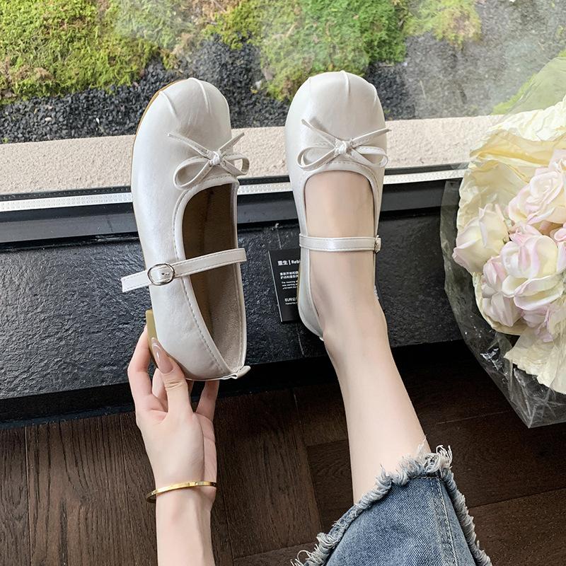 Francouzské malé jednoduché boty dámské jarní a letní nové malé kožené boty jsou krásné vílího stylu s mašlí boty Mary Jane