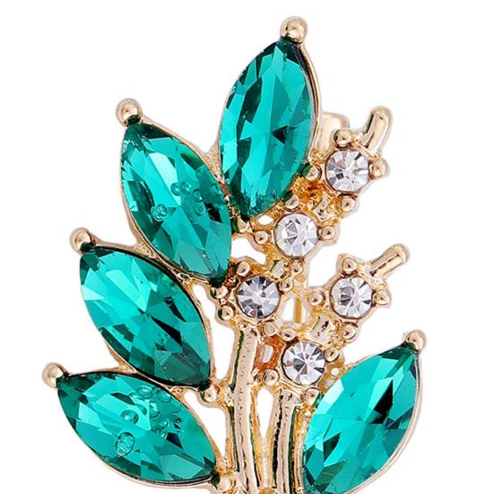 Brooch Pin for Women, Marquise Shape Olive Branch Design Brooch with Rhinestones, Metal Base Lapel Pin for Suits Coats Scarves