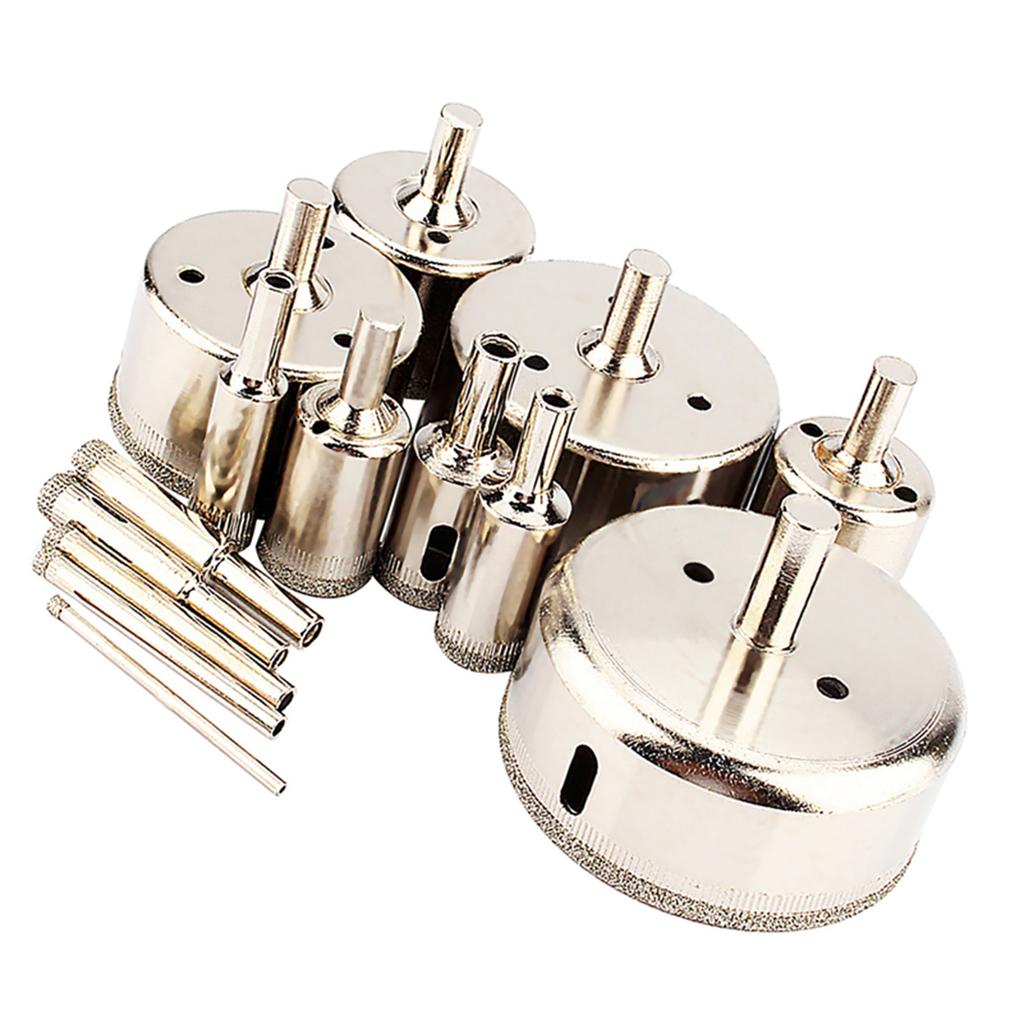 14Pcsset 3?70mm Diamond Coated Hole Saw Drill Bit Cutter for Glass Marble Tile
