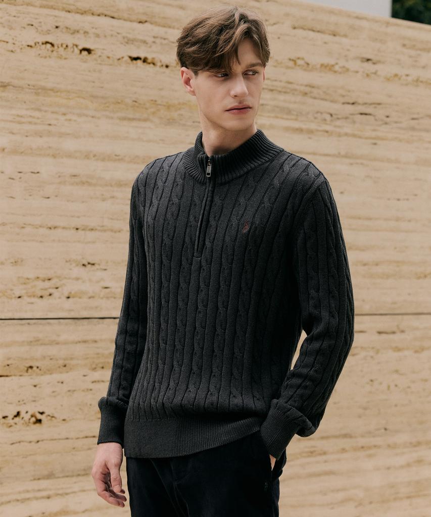 USPOLOASSN Cable Half-Zip Knit_Charcoal Gray