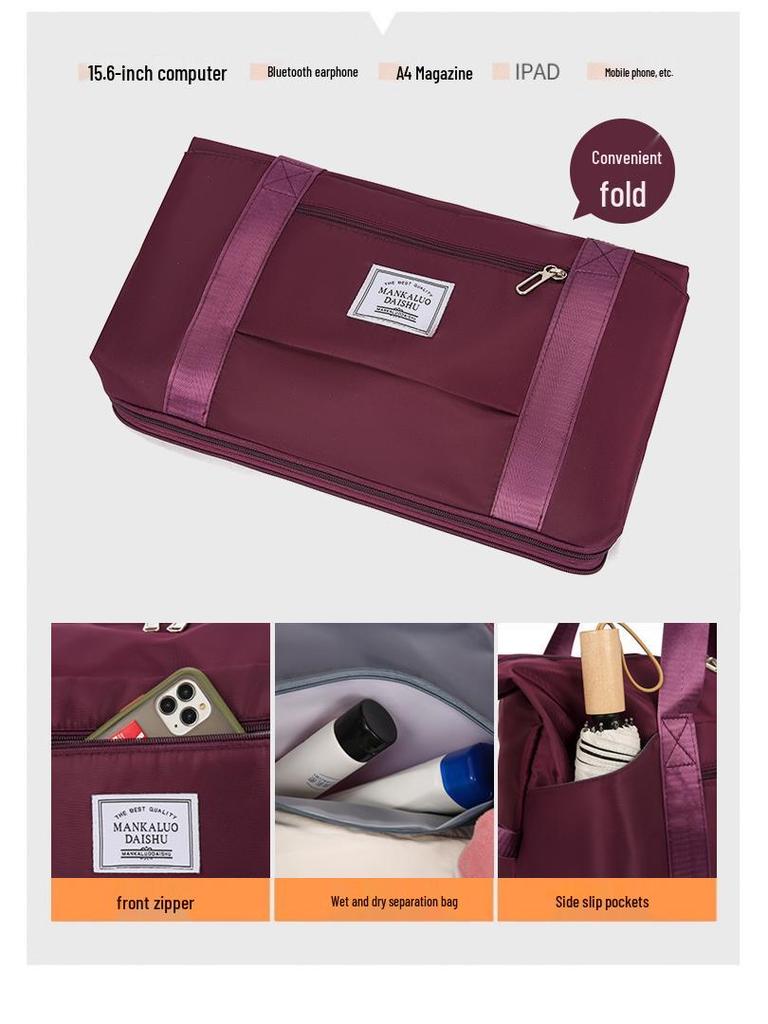 Large Capacity Multifunctional Trolley Handbag: Portable Travel, Business Trip & Maternity Storage Solution with Removable Wheels