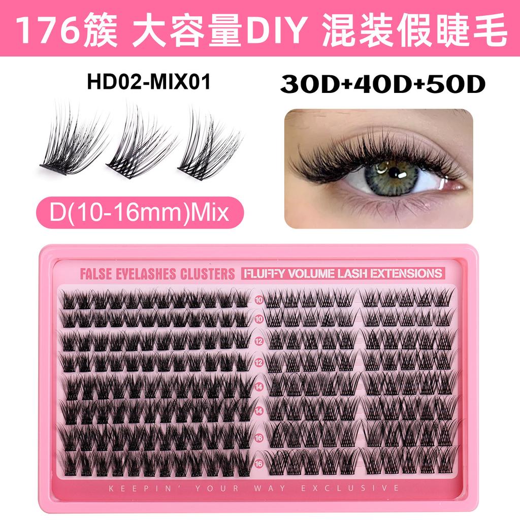 Segmented Eyelash Set, Thick False Eyelashes Three-Dimensional Diy Hot Melt Multi-Hair Grafted Eyelashes Fd Set