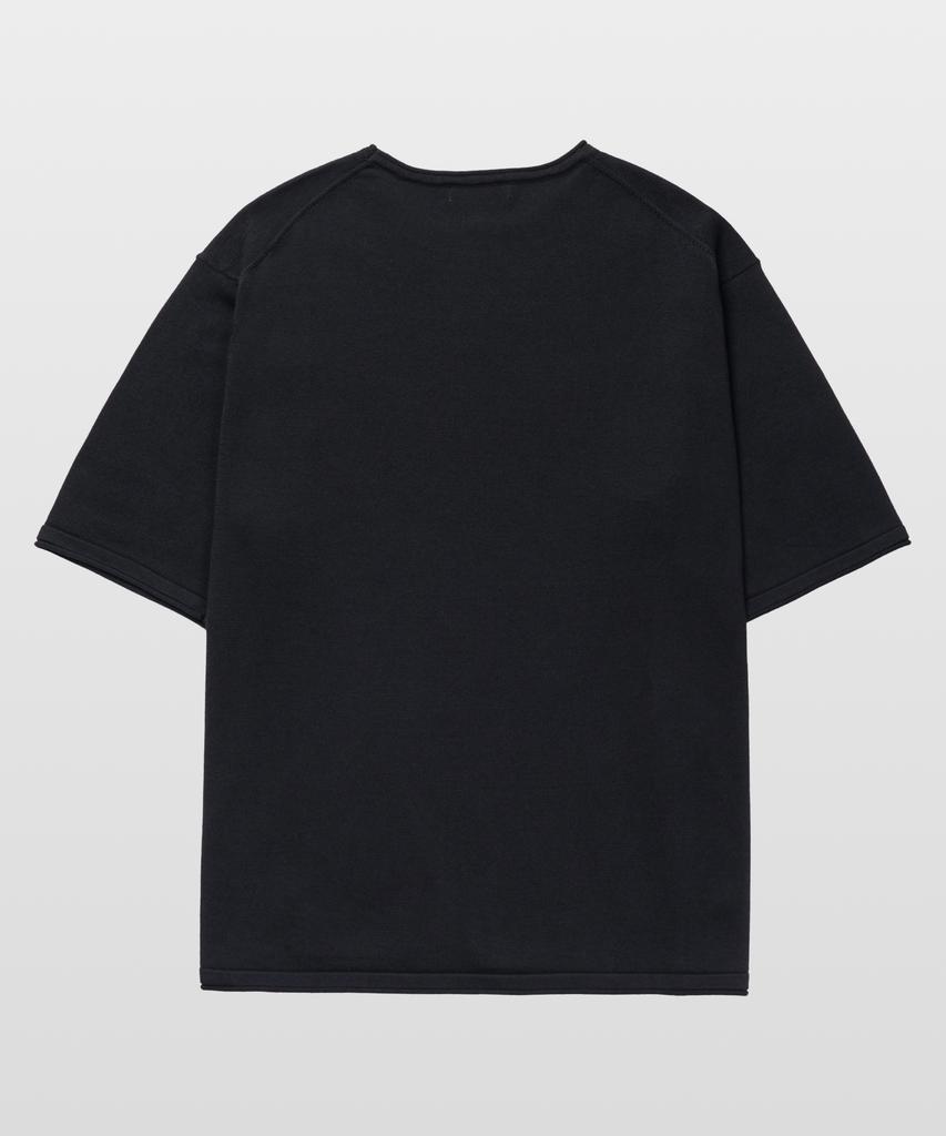 MANNERGRAM 100% Soft Cotton Rolling Edge Round Short Sleeve Knit Black