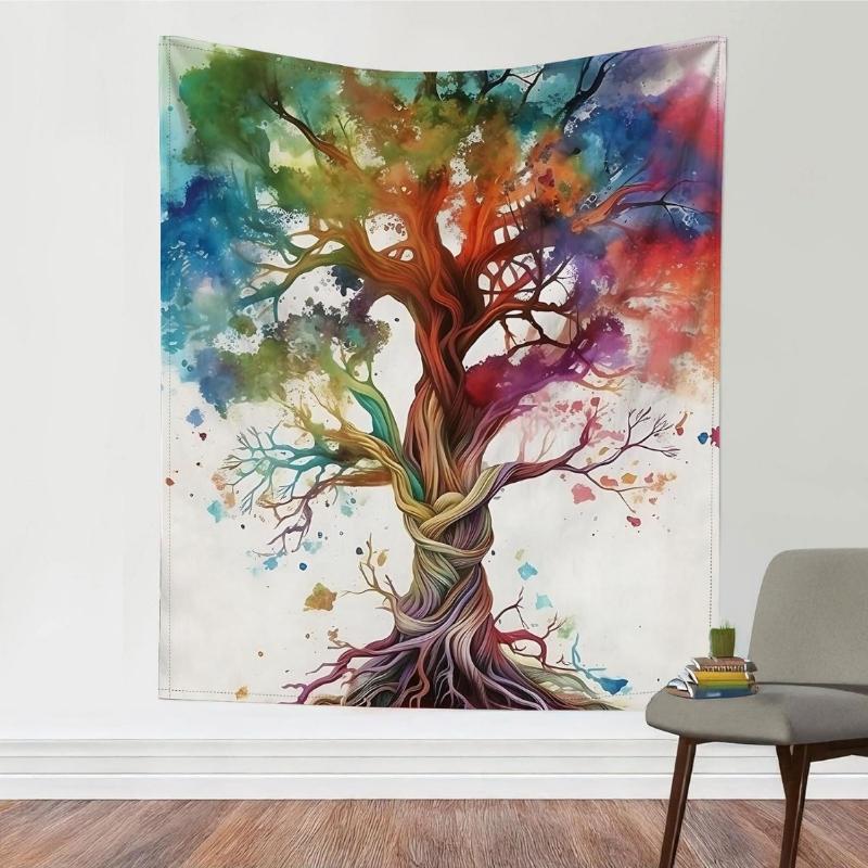 Tree Of Life Tapestry Roots Of Colorful Tree On The Ground Tapestries Fantasy Wall Tapestry Hanging for Bedroom Home Decor 74x94cm(29x37in)