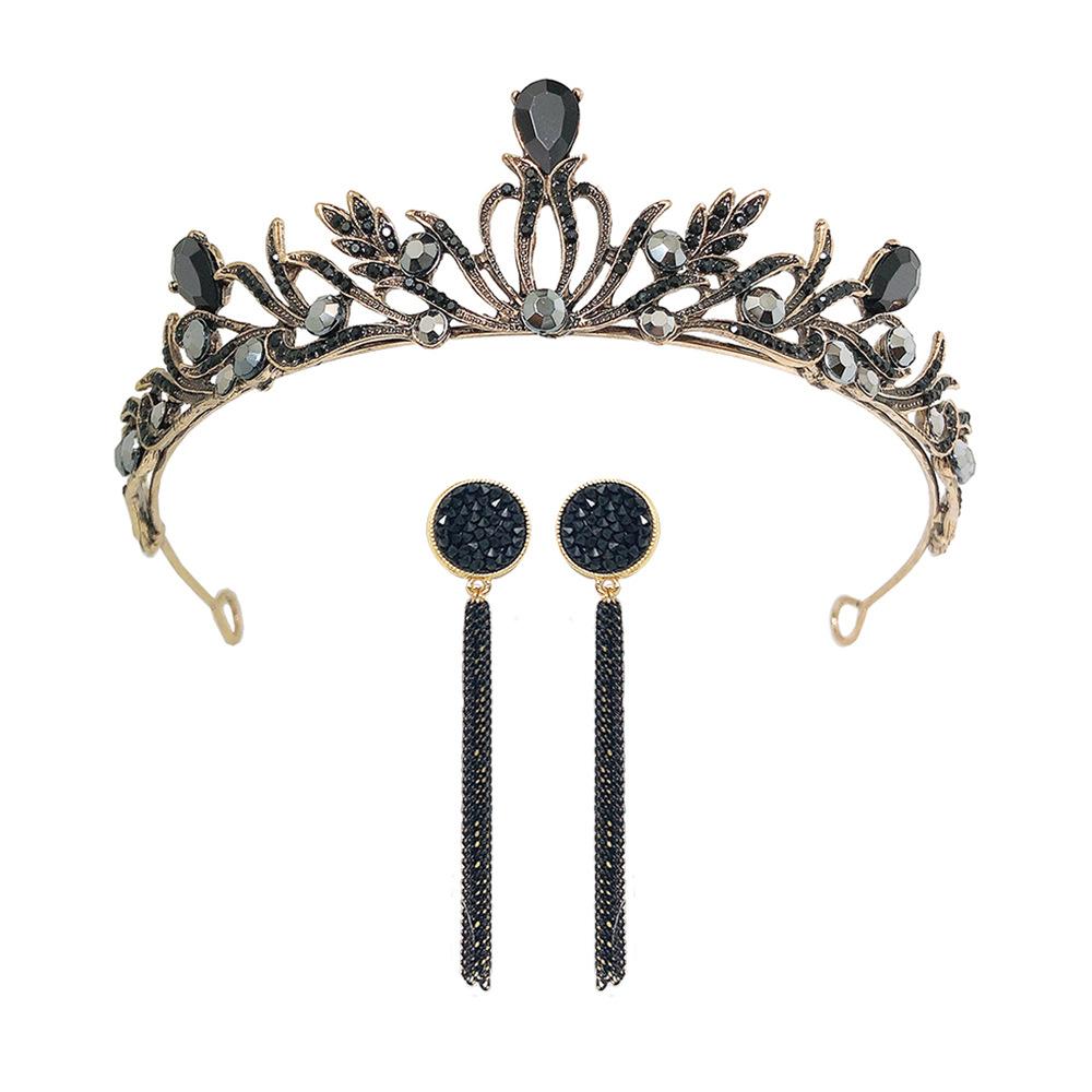 Baroque Retro Black Luxury Crown Bridal Tiara Wedding Dress Wedding Birthday Crown