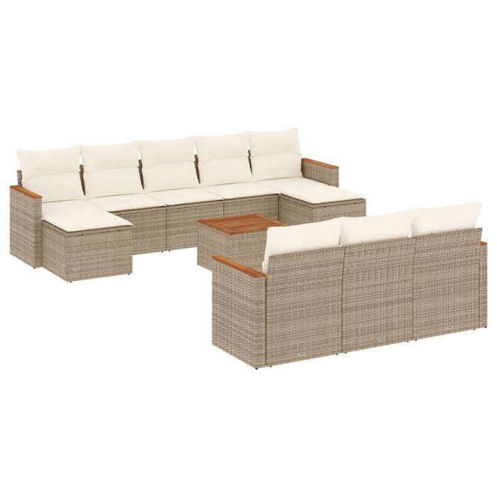 VidaXL Garden Lounge Set with Cushions 11 Pcs, Patio Sofas, Patio Furniture Set, Outdoor Furniture, Beige 3226422