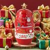 Christmas Teaware Sets Ceramic Teapot Teacups Set Gold Plated Handle Santa Elk Christmas Tree Afternoon Tea Cup Xmas Gifts Decor