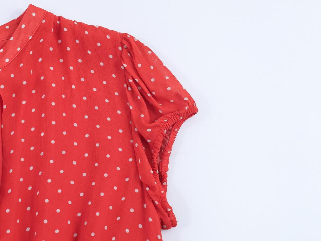 Spring 2026 Spicy Girl V-Neck Polka Dot Cinched Waist Short Dress