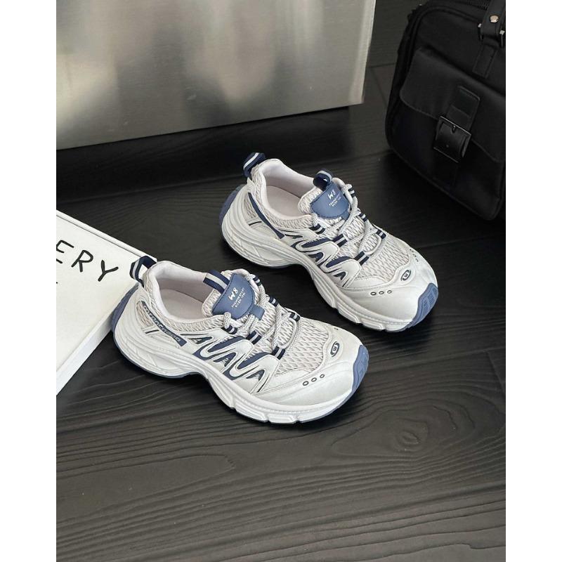 

School season new casual breathable versatile lace-up color matching sports hiking shoes jogging women s sports shoes 35 синий