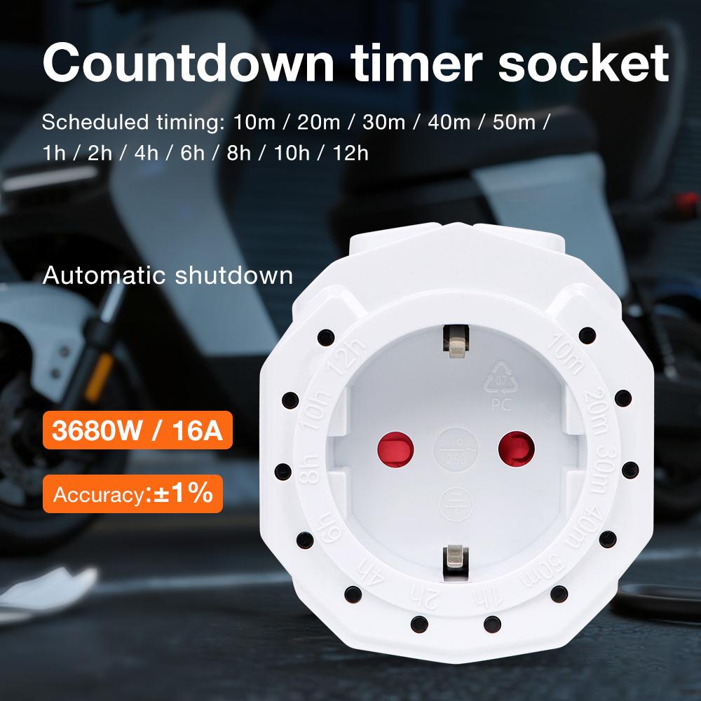 AC230V EU Plug Countdown Timer Socket 12/24Hours Timer Switch Charging Plug Timing Control Outlet for Household Lighting