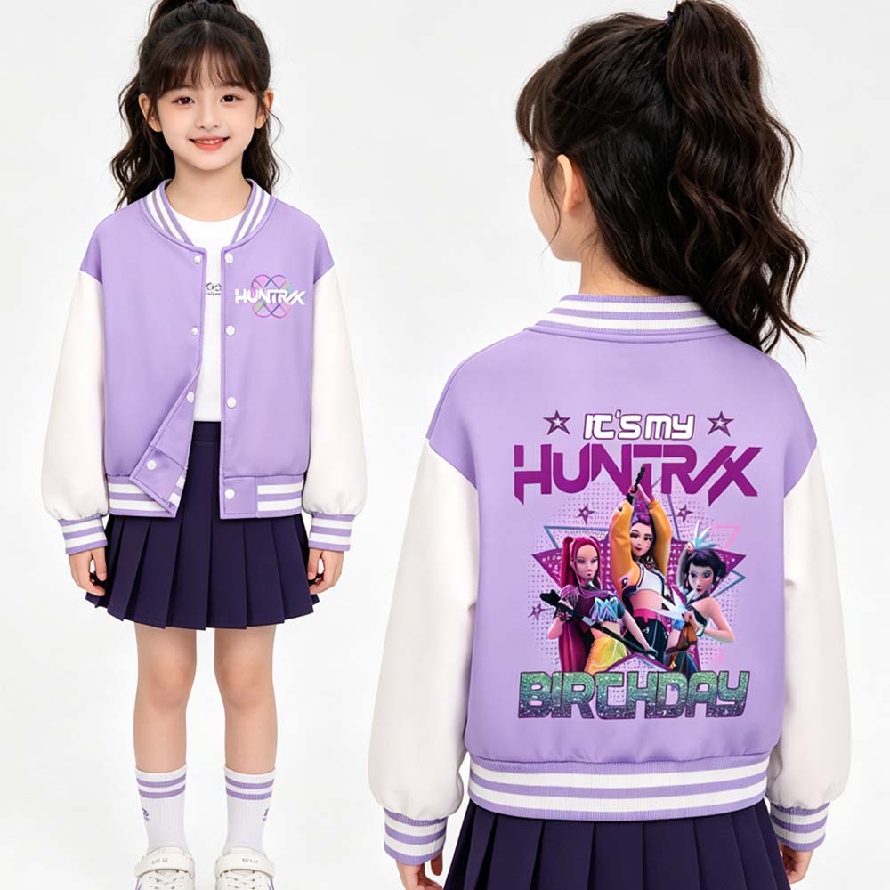 Kpop Demon Hunters Costume Zoey Mira Print Baseball Uniform Autumn Long Sleeve Jacket Coat Fans Gift For Kids