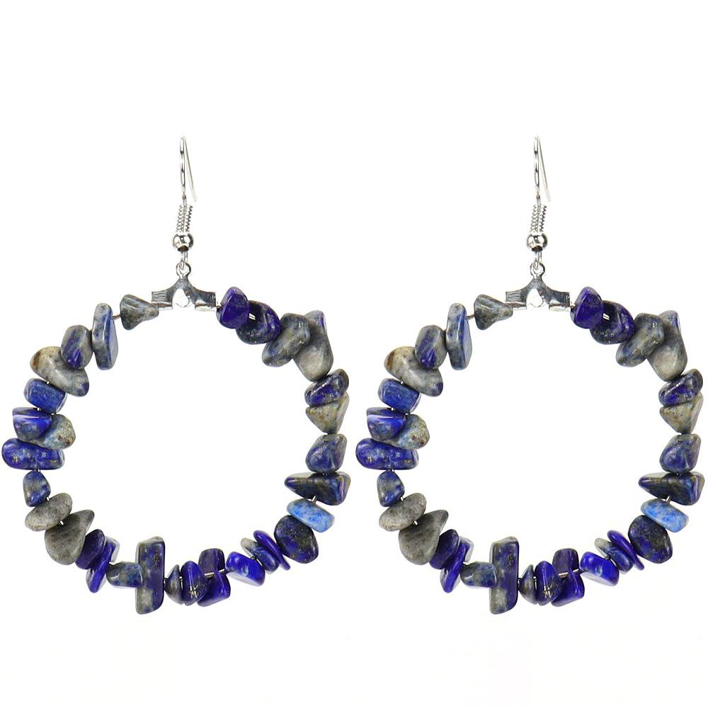 

Colorful Crystal Natural Stone Geometric Irregular Gravel Beaded Earrings Circle Earrings E18 ляпіс-лазур кольору
