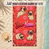 Pug Theme Soft Beach Towel Personalized Custom Name Text Towel Portable for Beach Pool Travel