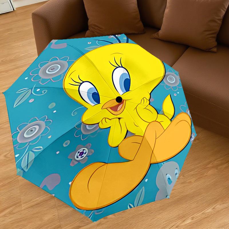 1PC Warner Tweety Bird, Flowers Automatic Open/Close Umbrella with Windproof, 32-Rib Sturdy Canopy, Durable Ribs1249A