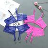 Mesh Lace Bow Sheer Flower Thong Bra Set Open-crotch Underwear for Women  Valentine's Day Gift
