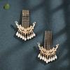 1 Paar Retro Chinesischer Stil Haarschmuck Goldfarben Metall Haarkämme Perlen Anhänger Dekor Frauen Mädchen Hanfu Kleid Party Haarnadeln