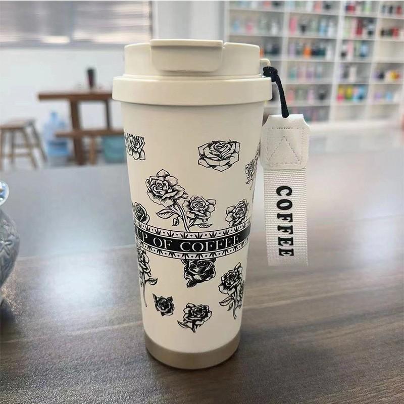 Modern Stainless Steel Insulated Coffee Cup With Double Lid For Office And Travel