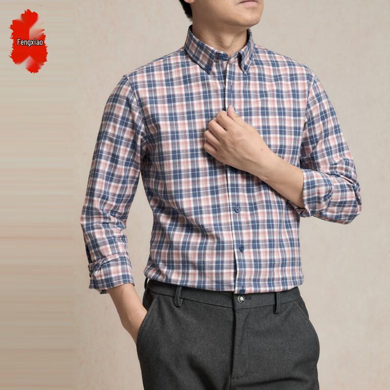 Men s Plaid Brushed Cotton Long-Sleeve Shirt 44