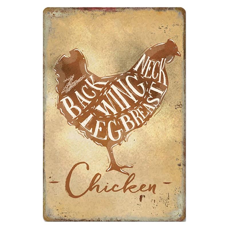 Chicken Rooster Hen Coop Egg Retro Vintage Metal Plate Decoration Wall Home Decor Tin Metal Sign Poster For Farmer New Year