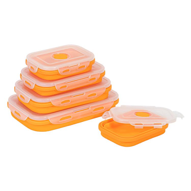 1200ML Silicone Foldable Lunch Box Collapsible Food Storage Container Bento BPA Free Microwavable Portable Picnic Rectangle Box