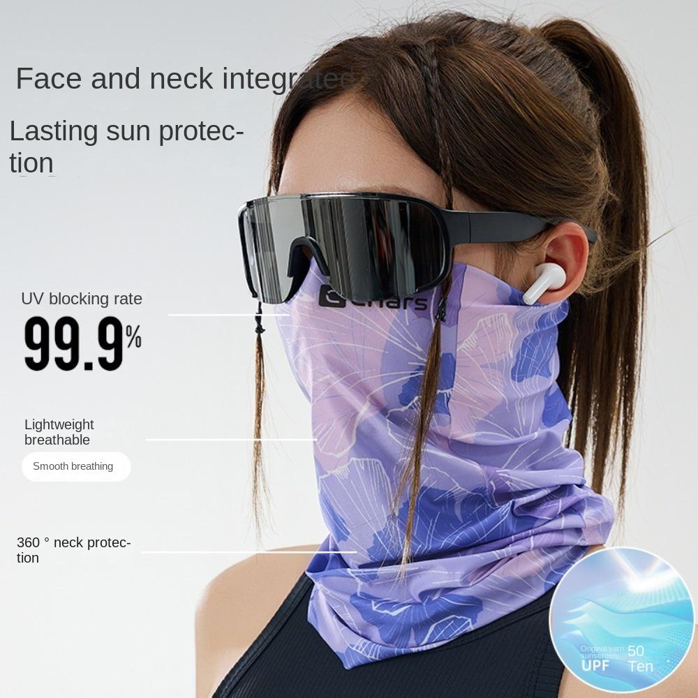 Ice Silk Sunscreen Face Mask Natural Scene Sun Protection Face Cover Riding Mask  Gardening