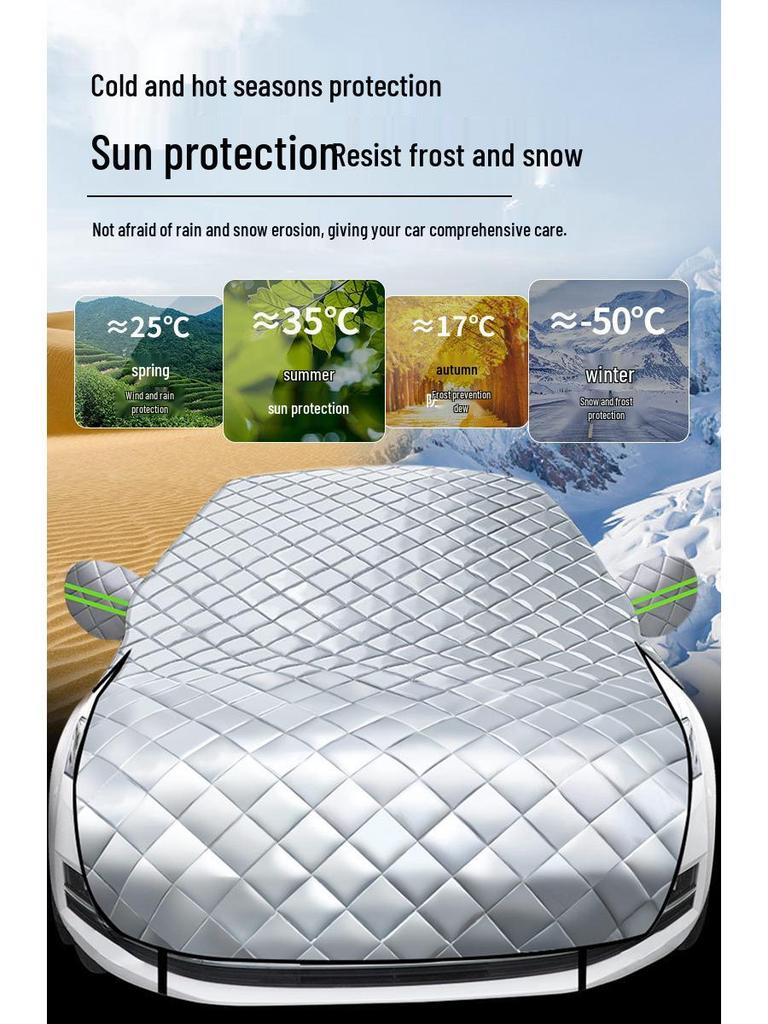 Universal Half Car Cover for Winter: Anti-Frost and Anti-Snow Protection for Front Windshield.