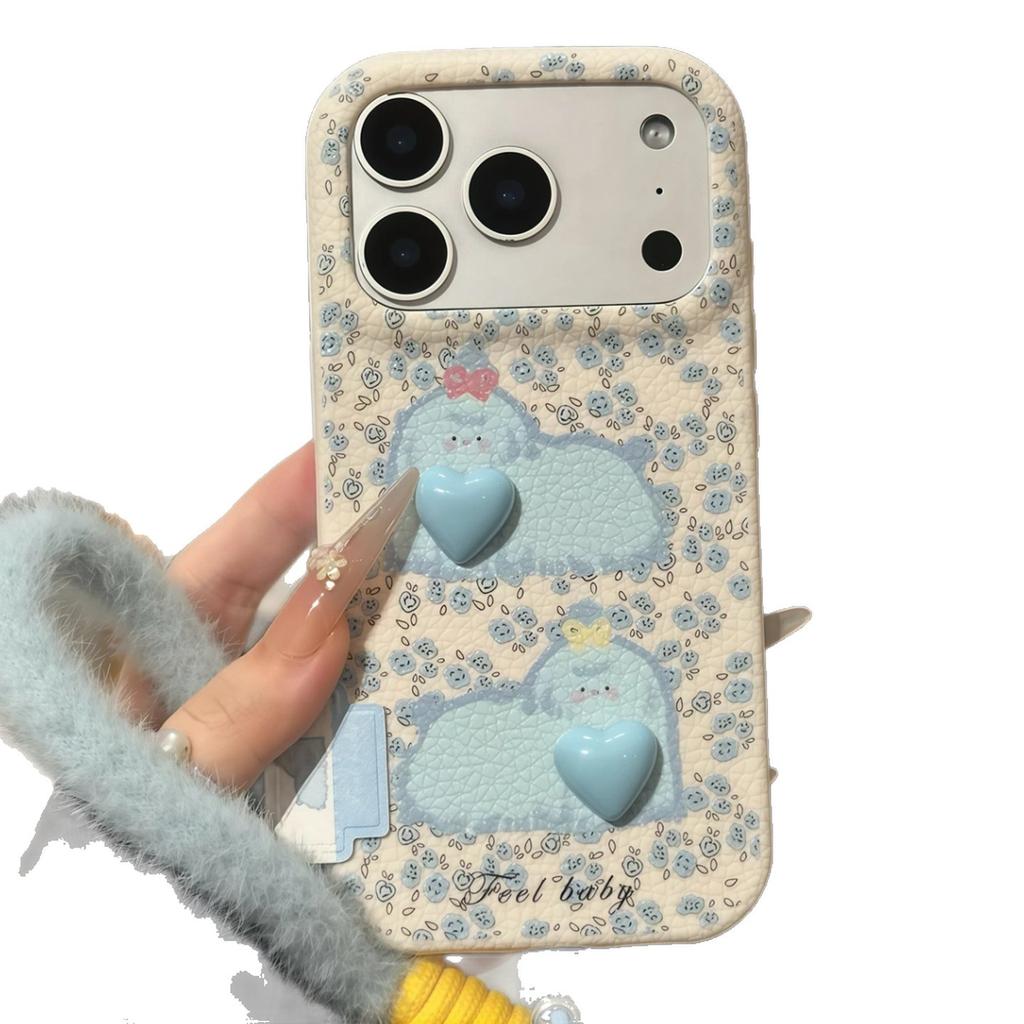 Floral dog suitable for Apple 17Promax mobile phone case three-dimensional doll iPhone16/15/14DIY case