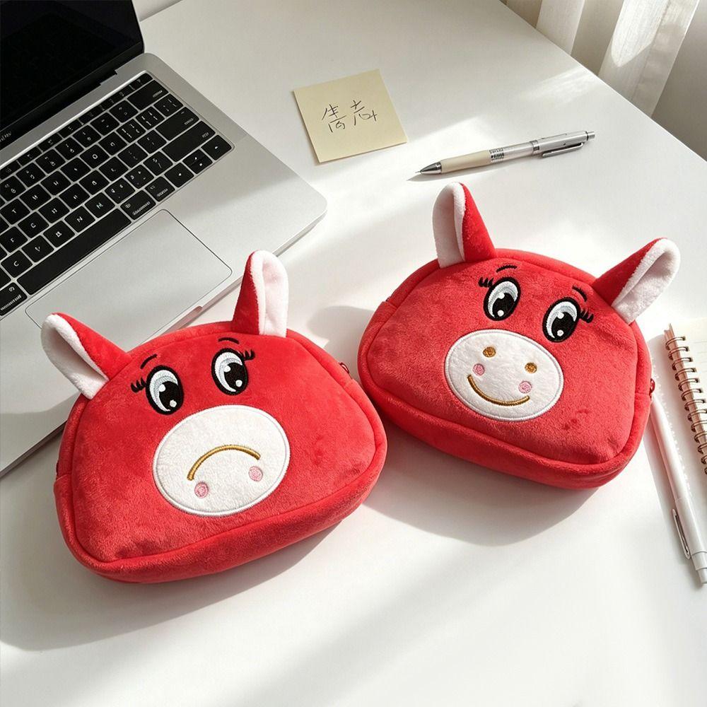Large Capacity Pencil Case Plush Stationery Pouch Cartoon Earphone Pouch Stationery Organizer