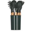 Utensili da cucina - SPRINGOS® - Set da 12 pezzi - Silicone - Nero - Contemporaneo