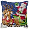 Christmas Deer Latch Hook Kit Santa Claus Knot Pillow Package Embroidery Latch Hook Kits Cushion Pillowcase Set For Needlework 