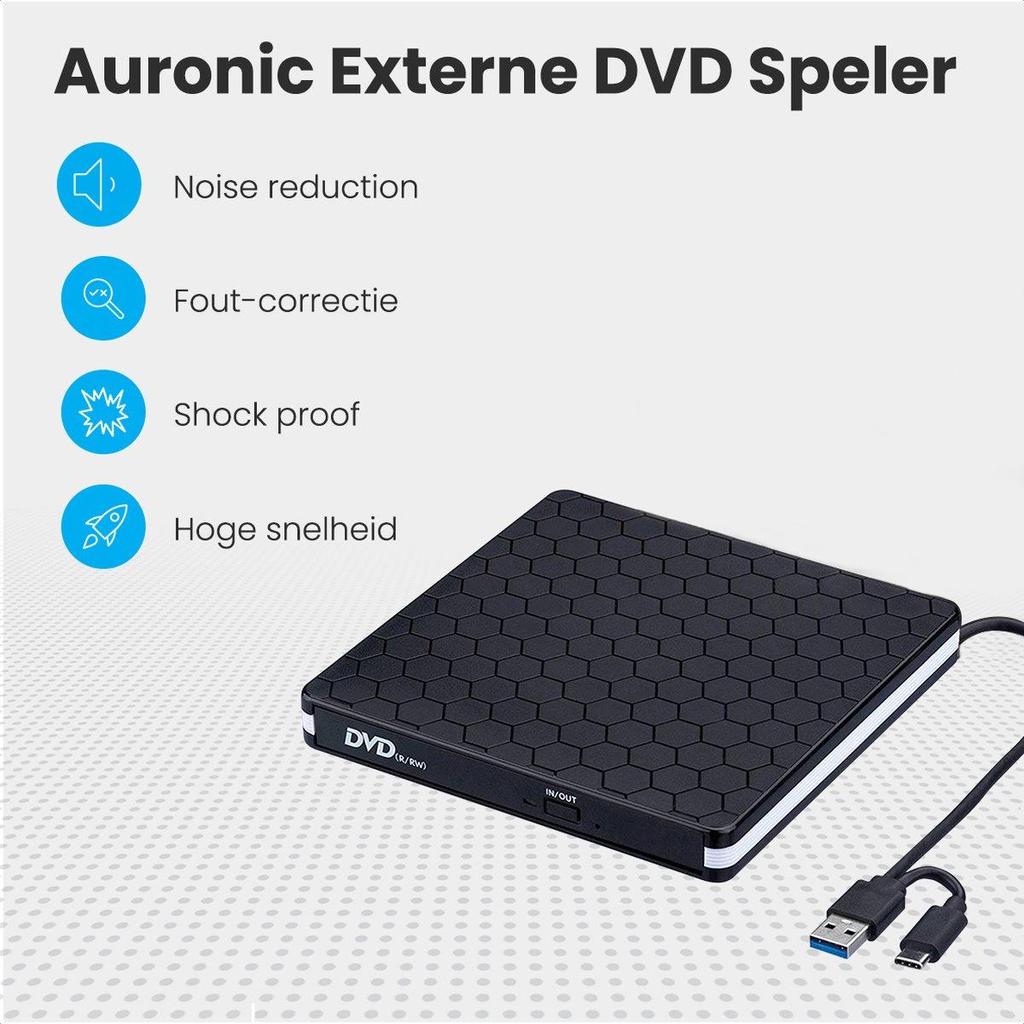 USB 3.0 Portable External Optical Drive & Burner for Desktops and Notebooks