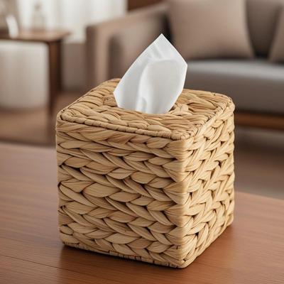 1pc Woven Tissue Box Stand - Square Decorative Tissue Cube, Cubic Tissue Box, Suitable for Bathroom and Tabletop Storage