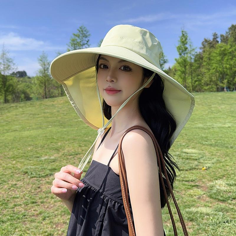 Sun Protection Sun Hat For Women With Wide Brim And Face Cover Summer Fashion Cap