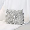 Vintage Silver Hand Beading Sequined Bags Evening Party Clutch Purse Versatile Handbags with Beaded Handle Chain Shoulder Bags
