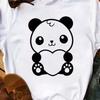 Maycaur Summer Women T Shirt Loose Tops Cute Panda Heart Print Short Sleeve Female Loose Casual T-shirt Ladies Top Tee