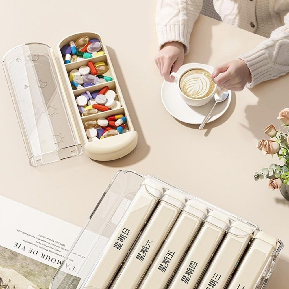 Drawer Designed 7 Day Pill Box 4 Grids Packing Box Portable Weekly Pill Organizer Box  for Elderly