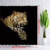 1pc Majestic Leopard Shower Curtain with Golden Coat - Black-and-Yellow High-Contrast Design, Intense Gaze 180x180cm