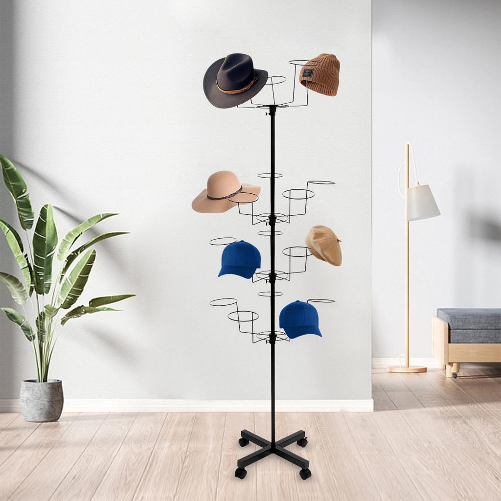7-Tier Metal Hat Cap Display Stand Hanger Rack Rotating Adjustable 35 Hats Baseball Hat RACK Stand Organizer