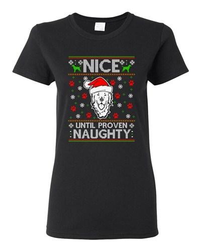 Ladies Nice Until Prove Naughty Labrador Dog Ugly Christmas Funny DT T-Shirt Tee Unisex T-Shirt L