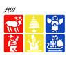 Small Size Paint Stencil 6 Pcs Painting Template Stencils, 5.5x5.9 Inch Washable Reusable DIY Hollow Edge Art Stencils for Wood Paper Fabric,