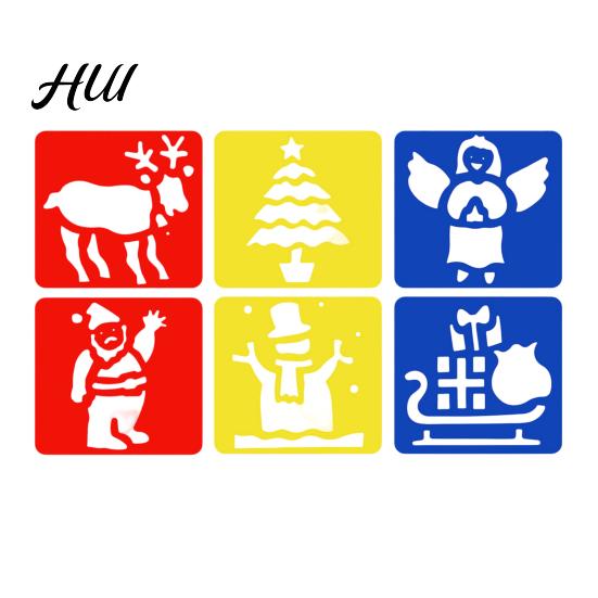 Small Size Paint Stencil 6 Pcs Painting Template Stencils, 5.5x5.9 Inch Washable Reusable DIY Hollow Edge Art Stencils for Wood Paper Fabric,