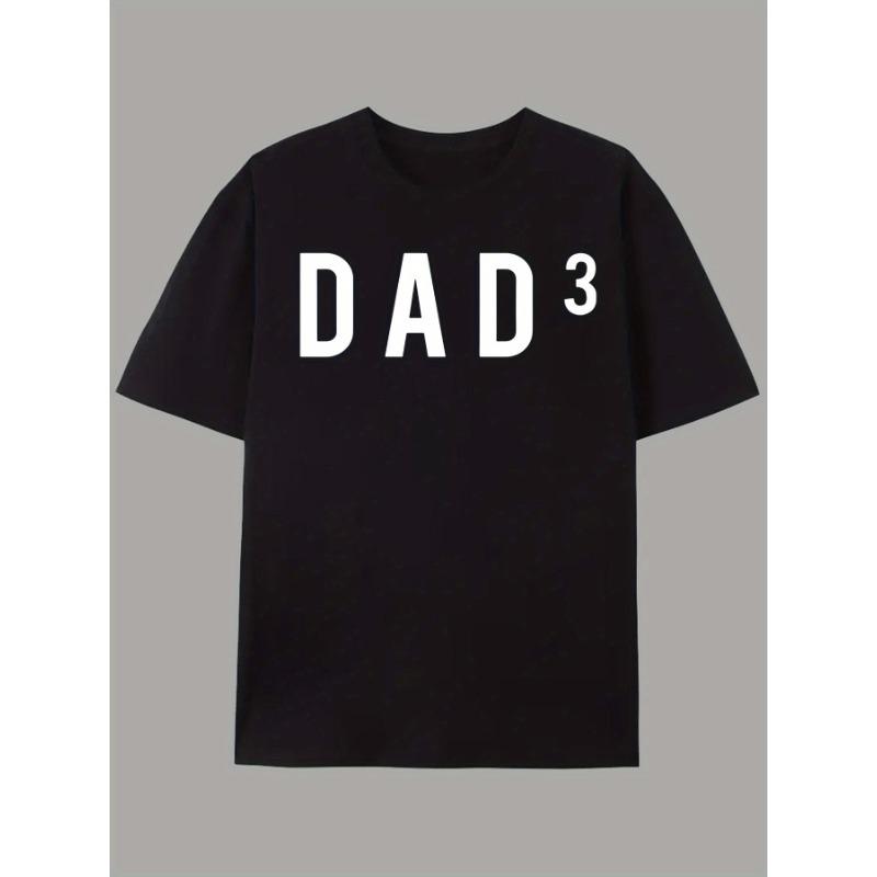 European Size Dad 3 Logo Print Casual Men'S T-Shirt, Summer Men'S Round Neck Short Sleeve T-Shirt, Stylish And Versatile Trendy Print Short Sleeve.
