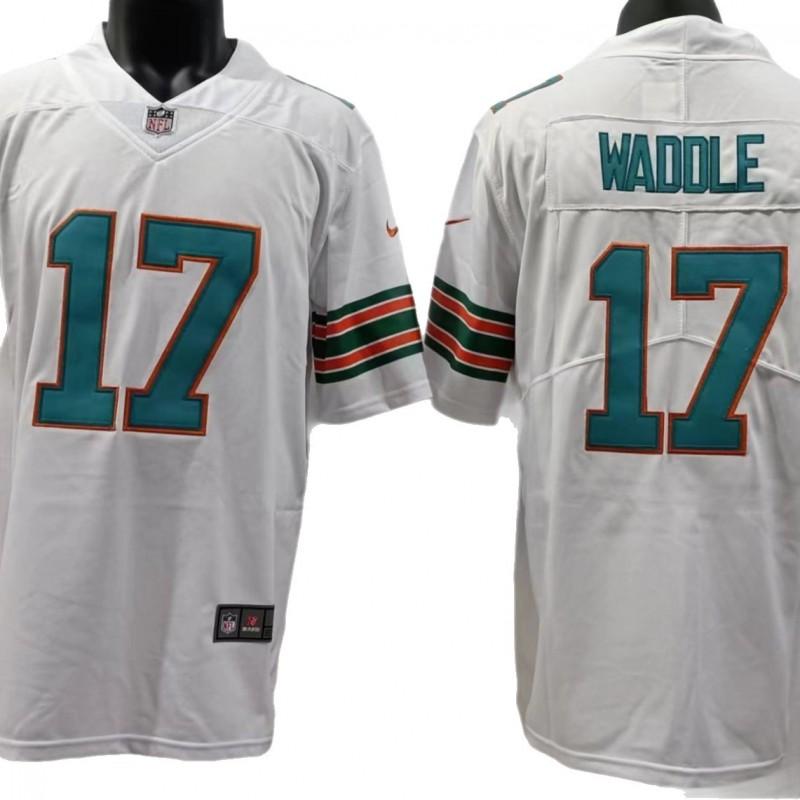 Miami Dolphins NFL Football Jersey T-Shirt Men Cotton Blend Sportswear With Embroidered Player Numbers 1 10 17