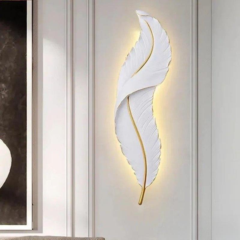 Nordic Feather Wall Lamp - Luxury & Creative Lighting for Living Room, Bedroom, Bedside, and Entrance