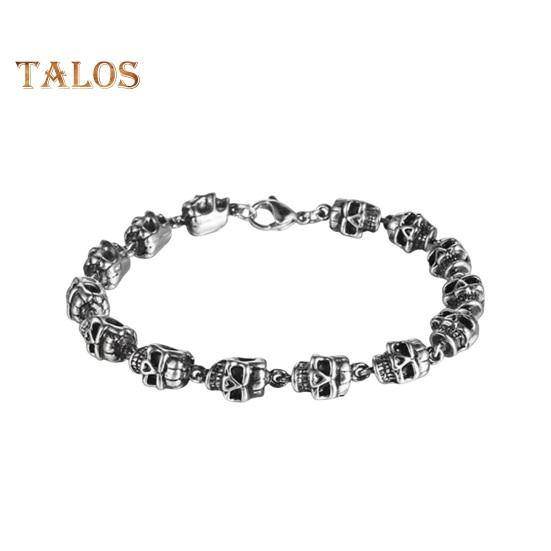 

Браслет унисекс с подвеской в виде черепа в винтажном стиле панк-стиль, зажим-лобстер, сплав, полированный, готический, наручные украшения, браслет для вечеринок на Хэллоуин и косплея серебряный