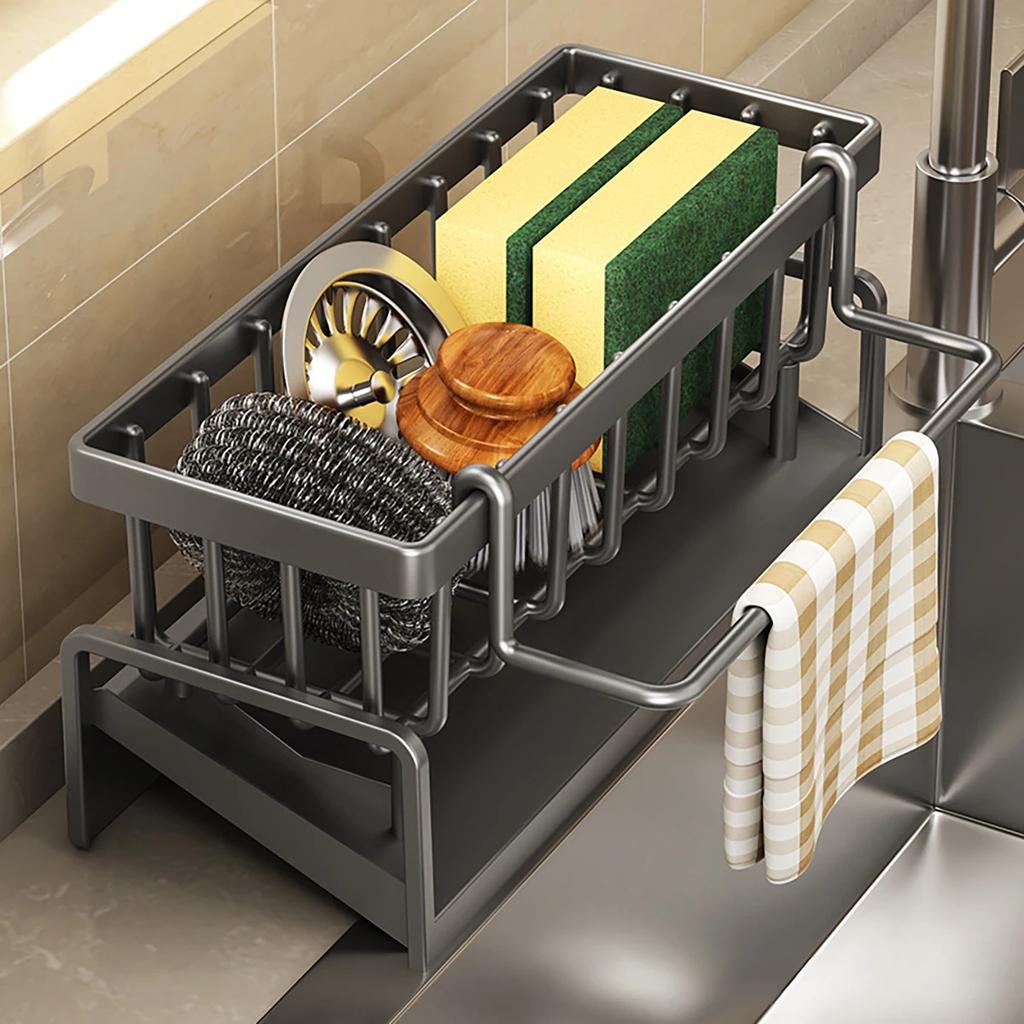 Kitchen Sink Sponge Holder ABS Material Durable Soap Rack Kitchen Supplies Storage Rack Home Spice Rack Drainage Shelf