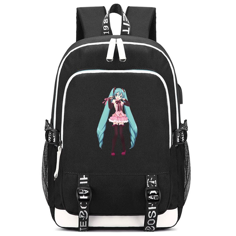 Cute Cartoon Hatsune Miku Printed Backpack Large Capacity Bookbag Student Boy Girl School Bag Outdoor Large Capacity Waterproof Laptop Travel Bag Gift