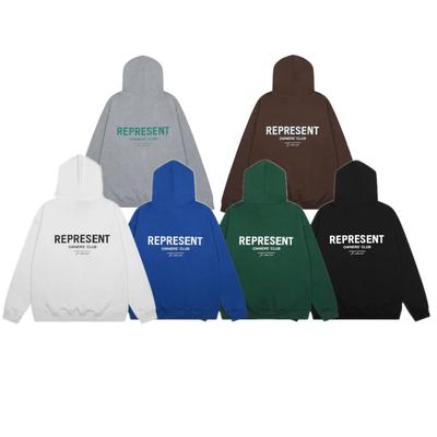 23S Cross-border Foreign Trade Supply American REPRESENT Basic Letter Printing Men's and Women's Thin Hooded Loose Sweater