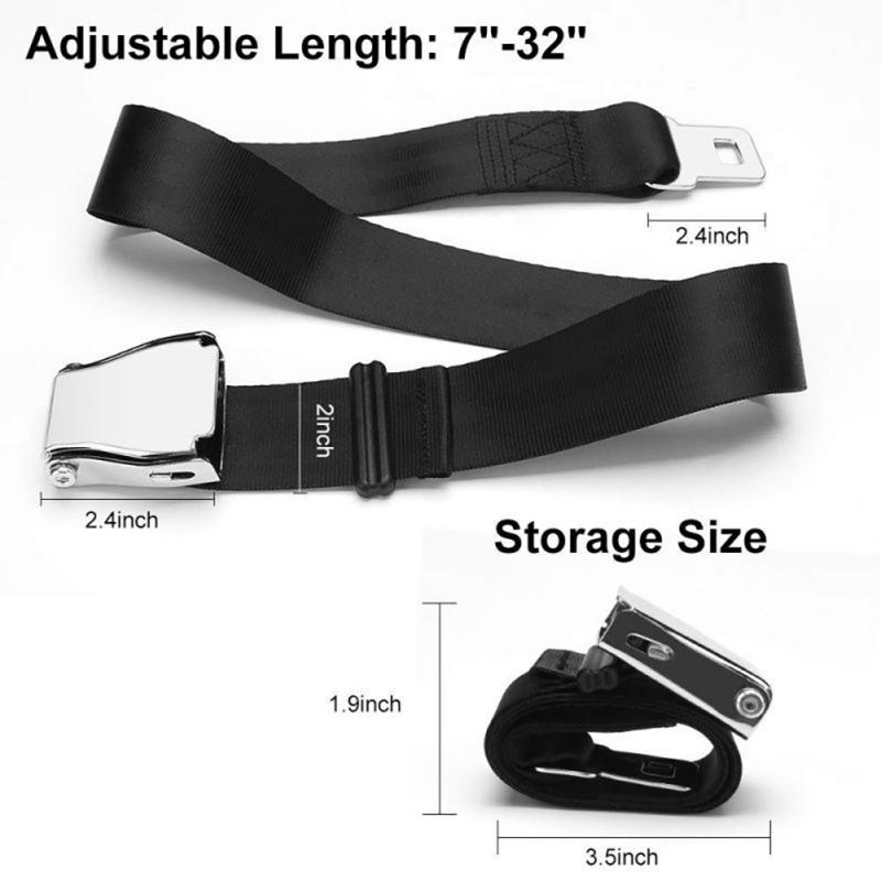 Two-point Airplane Seat Belt Extender 7-35 Inches Adjustable Telescopic Seatbelt Buckle For Fat